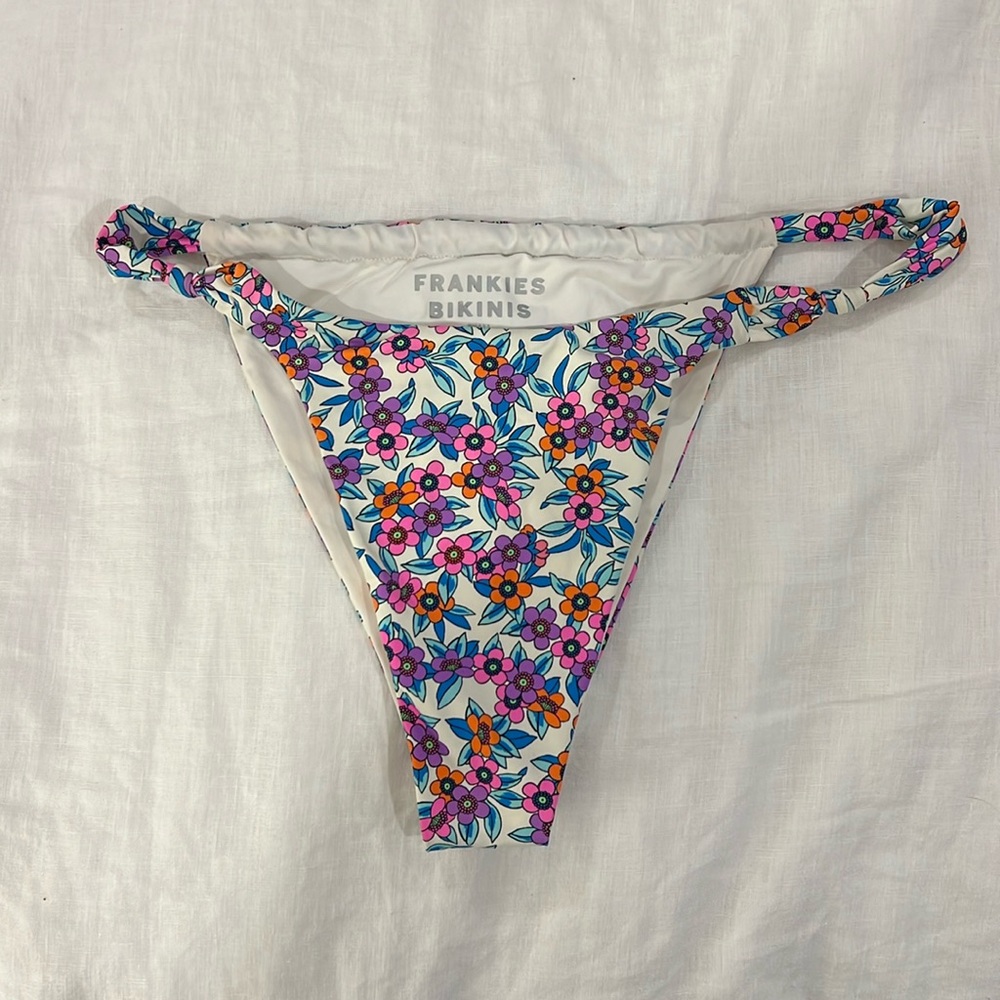 Frankies bikinis floral print super cheeky bikini bottoms